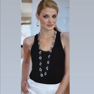 Genuine Hematite White Enamel Long Necklace